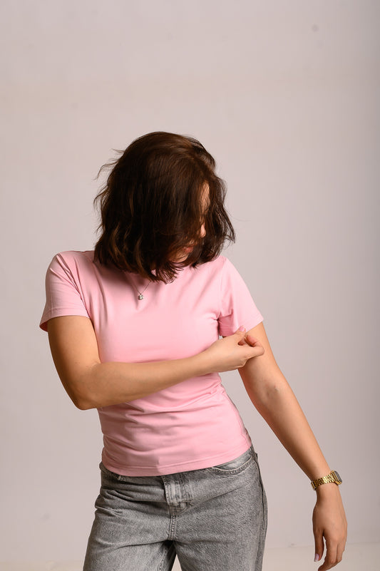 PINK ROUND NECK SHORT SLEEVE